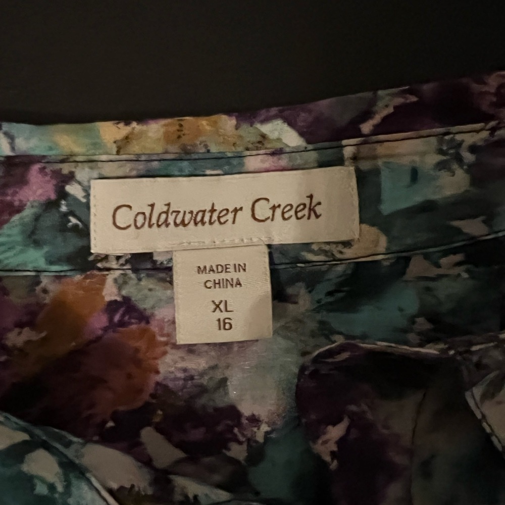 Coldwater Creek Blouse Womens 16 Floral Long Sleeve Light Button Up Down LN - Picture 3 of 5